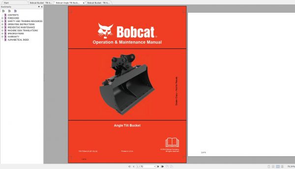 Bobcat Tilt Bucket Operation Maintenance Manuals 2