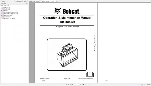 Bobcat Tilt Bucket Operation Maintenance Manuals 3