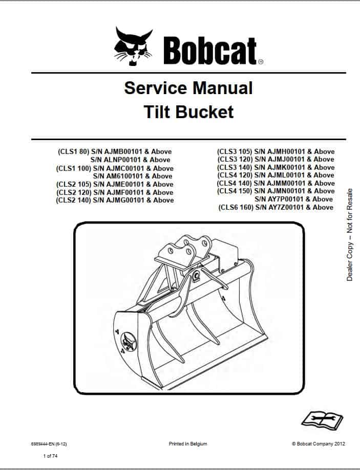 Bobcat Tilt Bucket Service Manual6989444 1