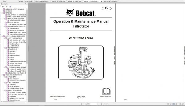 Bobcat Tilt Operation Maintenance Manuals 1