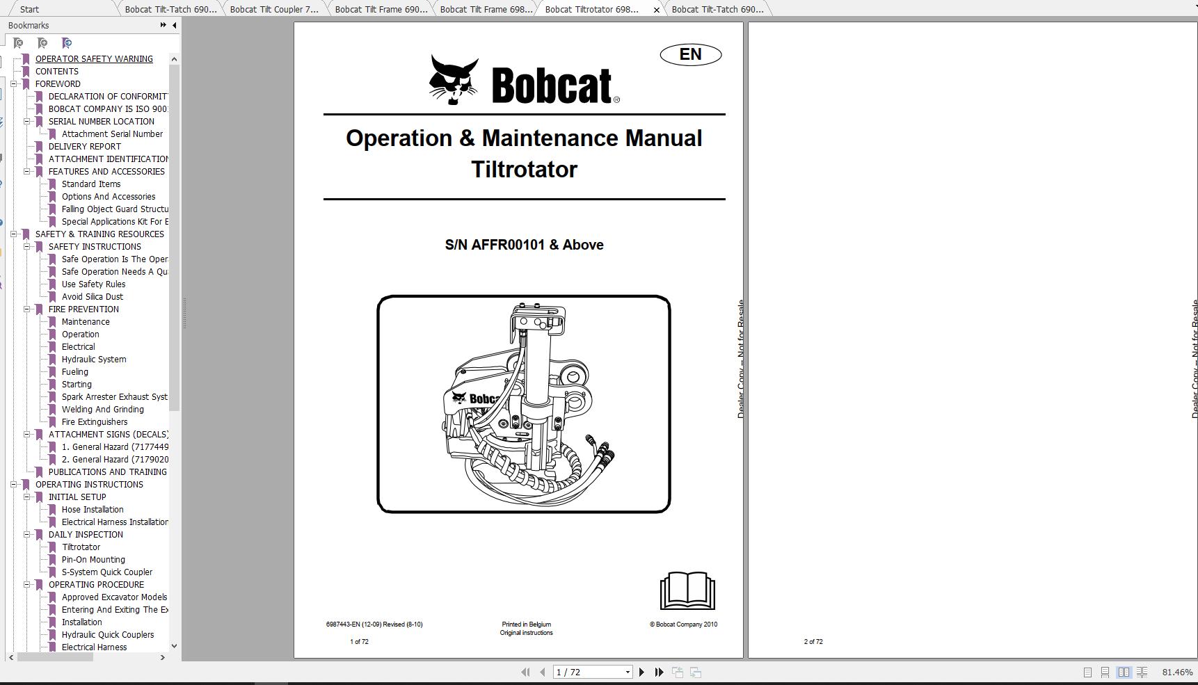 Bobcat Tilt Operation Maintenance Manuals 1