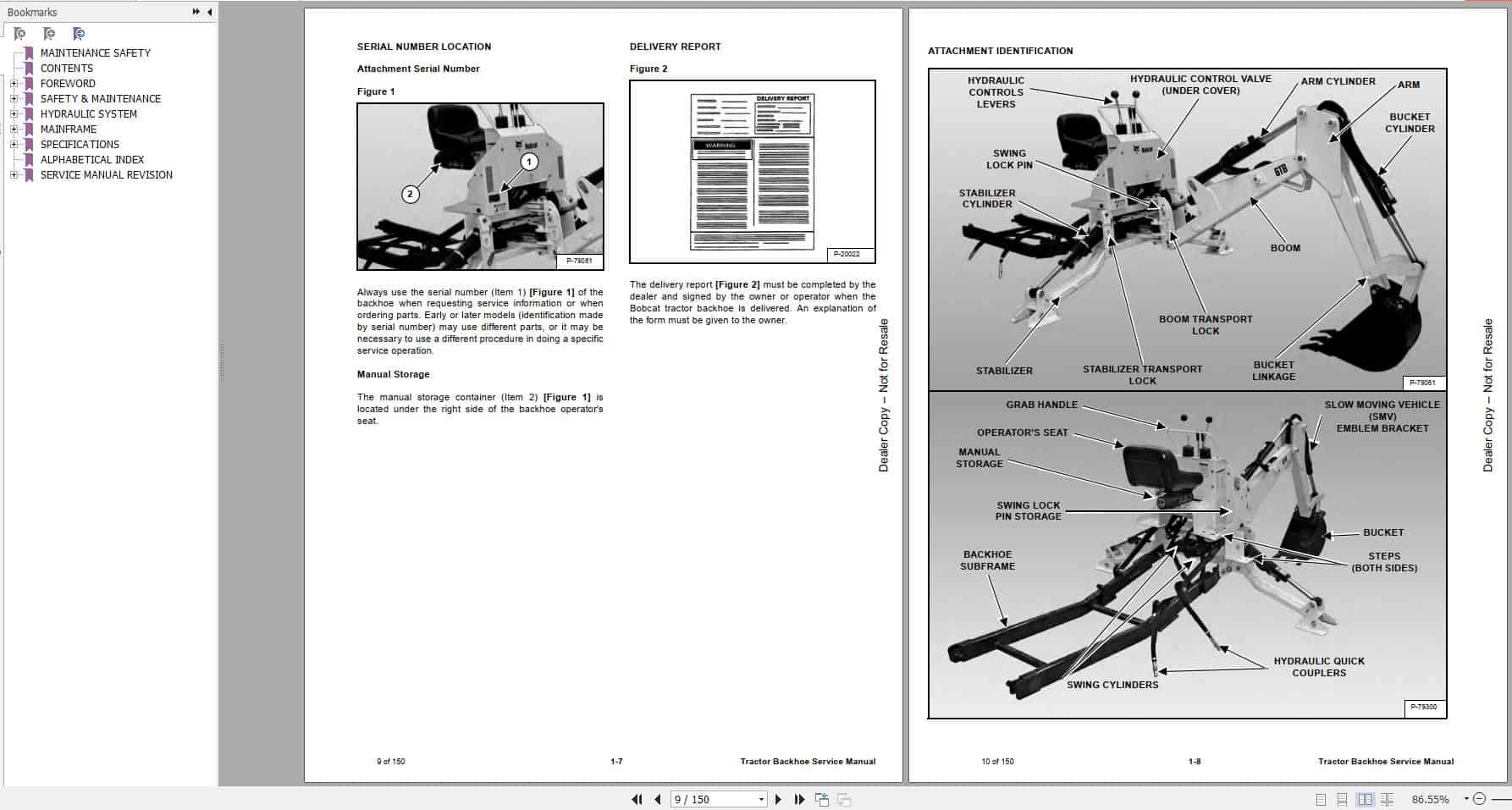 Bobcat Tractor Backhoe Service Manual6986711 2