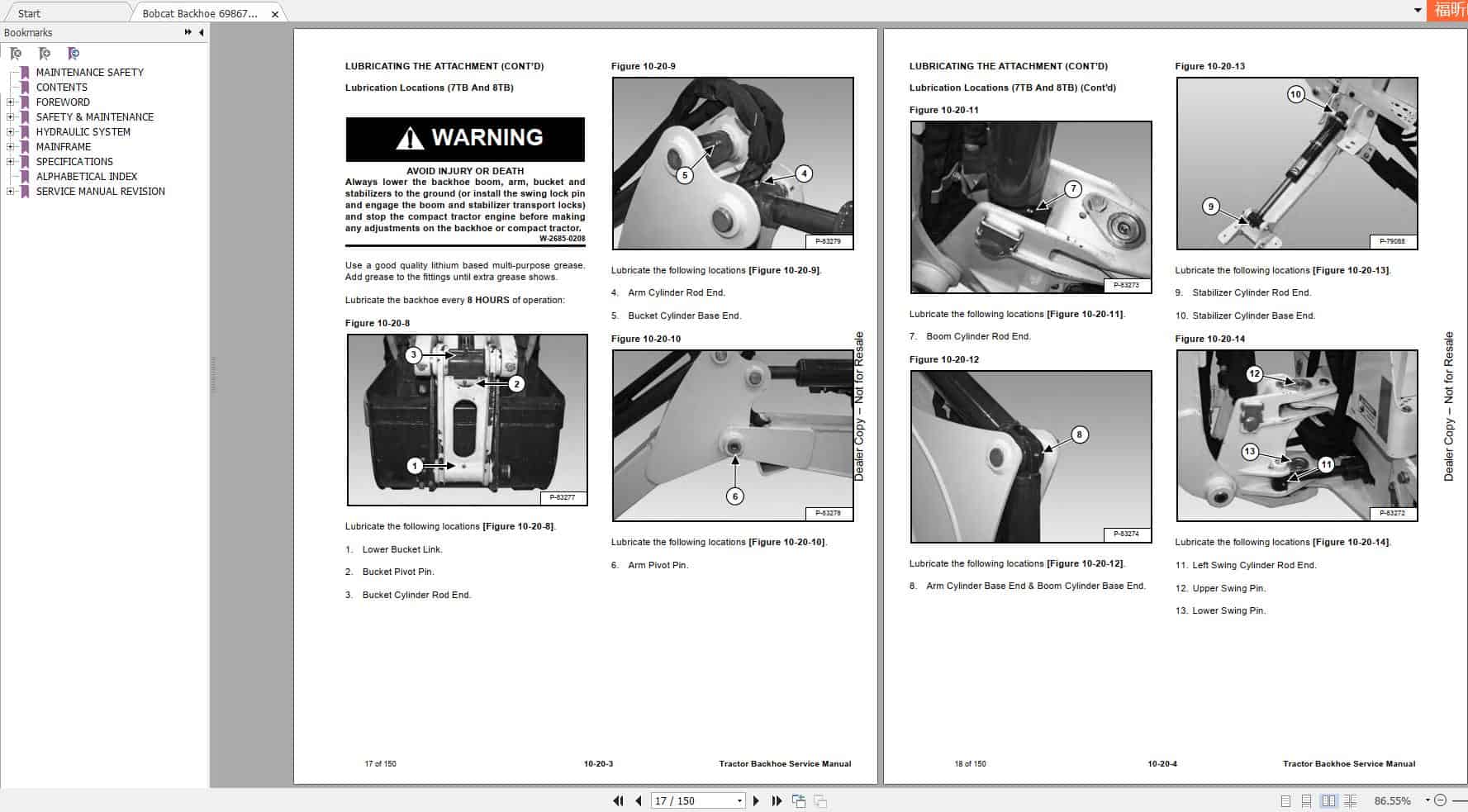 Bobcat Tractor Backhoe Service Manual6986711 3