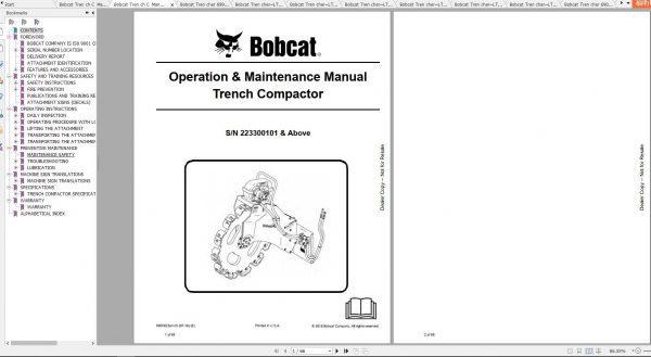 Bobcat Trencher Trench Compactor Operation Maintenance Manuals 4