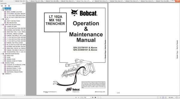 Bobcat Trencher Trench Compactor Operation Maintenance Manuals 5