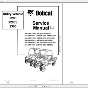 Bobcat Utility Vehicle 2200 2300 Service Manuals 1