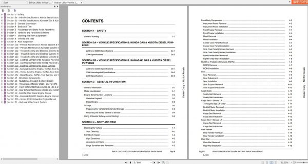 Bobcat Utility Vehicle 2200 2300 Service Manuals 2