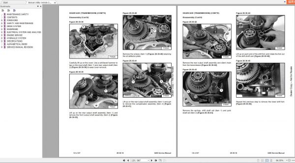 Bobcat Utility Vehicle 3450 Service Manual6989610 3