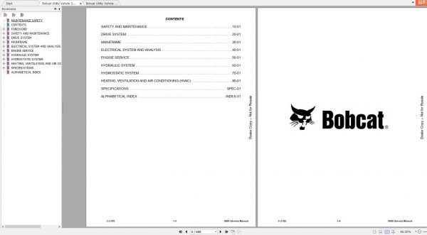 Bobcat Utility Vehicle 3600 Service Manuals 2