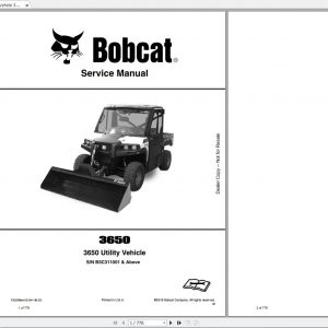 Bobcat Utility Vehicle 3650 Service Manuals 1