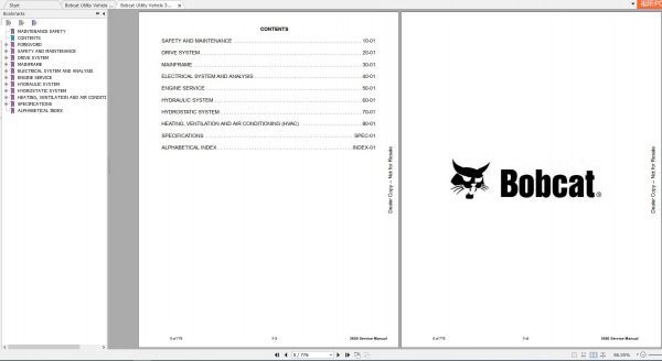 Bobcat Utility Vehicle 3650 Service Manuals 2