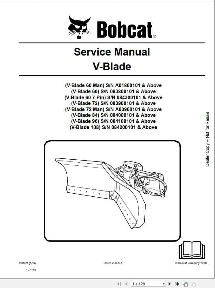 Bobcat V Blade 60 108 Service Manual6902082 1 1