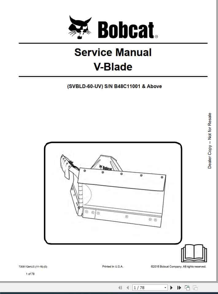 Bobcat V Blade SVBLD 60 UV Service Manual7308112 1OpEkH