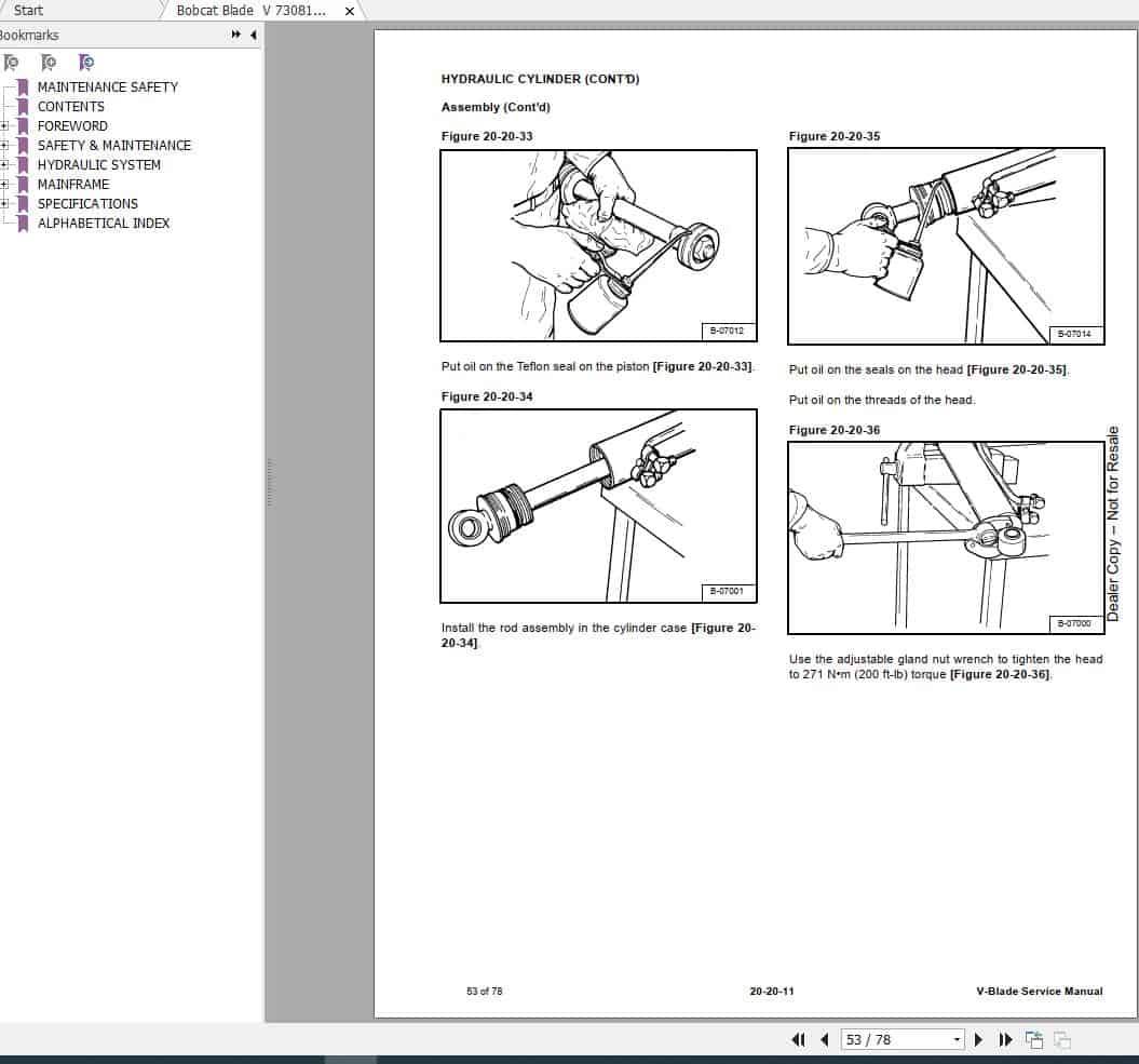 Bobcat V Blade SVBLD 60 UV Service Manual7308112 3TePh