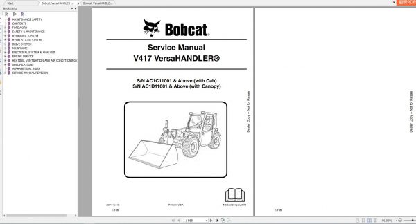 Bobcat VersaHANDLER TTC V417 Service Manuals 1