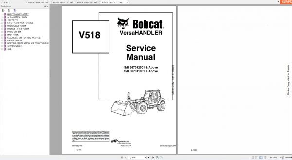 Bobcat VersaHANDLER TTC V518 Service Manuals 1