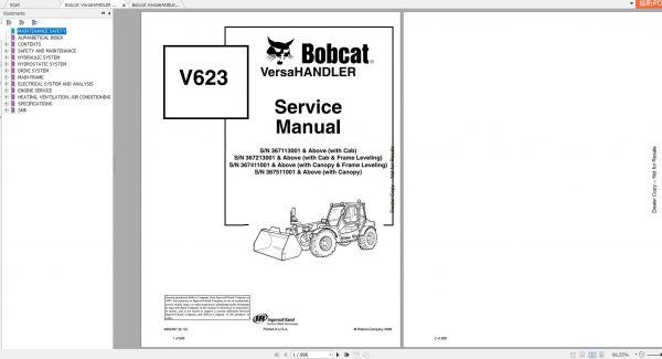 Bobcat VersaHANDLER TTC V623 Service Manuals 1