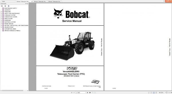 Bobcat VersaHANDLER® TTC V723 Service Manuals 1