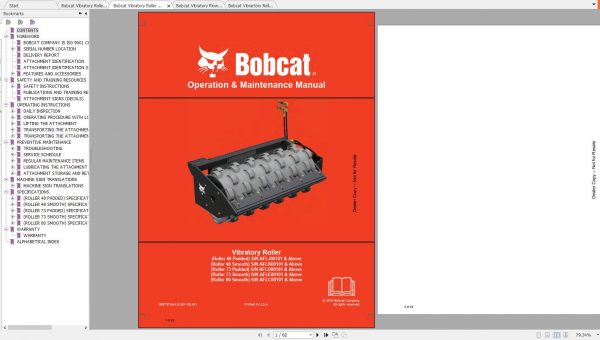 Bobcat Vibratory Roller Operation Maintenance Manuals 1