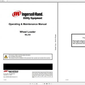 Bobcat Wheel Loader WL350A Operating Maintenance Manuals 1