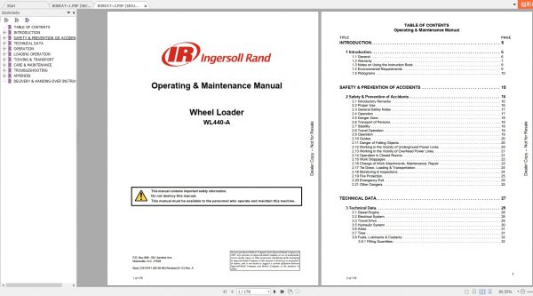 Bobcat Wheel Loader WL440A Operating Maintenance Manuals 2