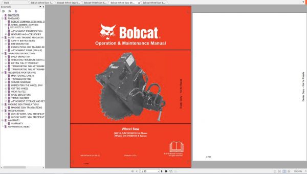 Bobcat Wheel Saw Operation Maintenance Manuals 1 1