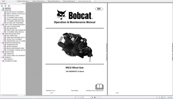 Bobcat Wheel Saw Operation Maintenance Manuals 2 1