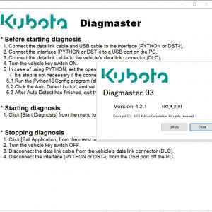 KUBOTA DIAGMASTER 4.2.4 2017 Diagnostics Software DVD 7