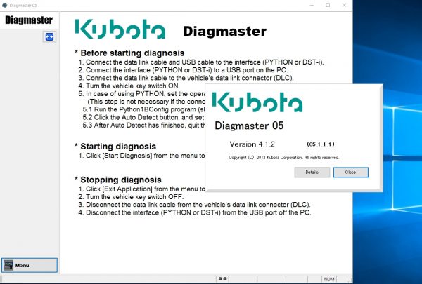 KUBOTA DIAGMASTER 4.2.4 2017 Diagnostics Software DVD 8