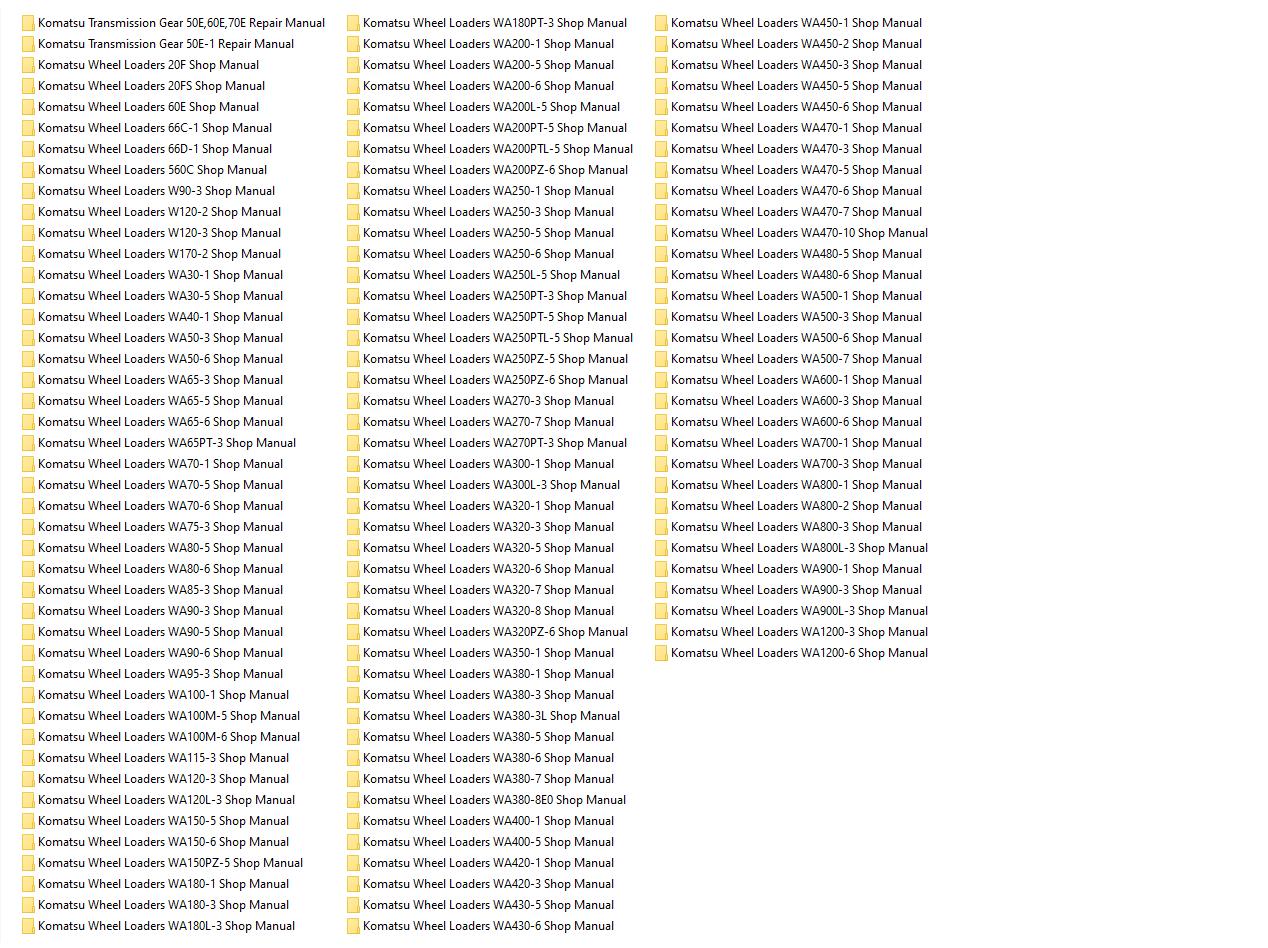 Komatsu Wheel Loader Shop Manual PDF DVD 148GB Collection All Model1
