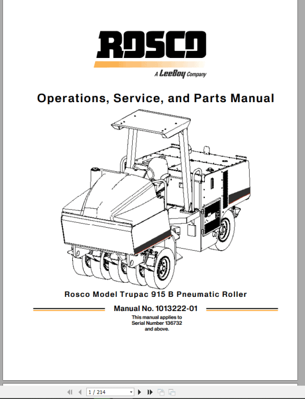 LeeBoy 1000D Asphalt Paver Manual 6 1