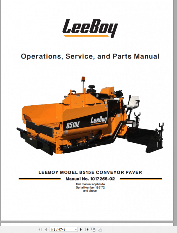 LeeBoy 1000D Asphalt Paver Manual 7 1