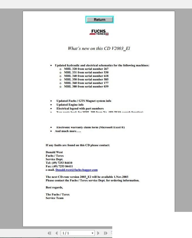 TEREX FUCHS CD V2003El Service Training1