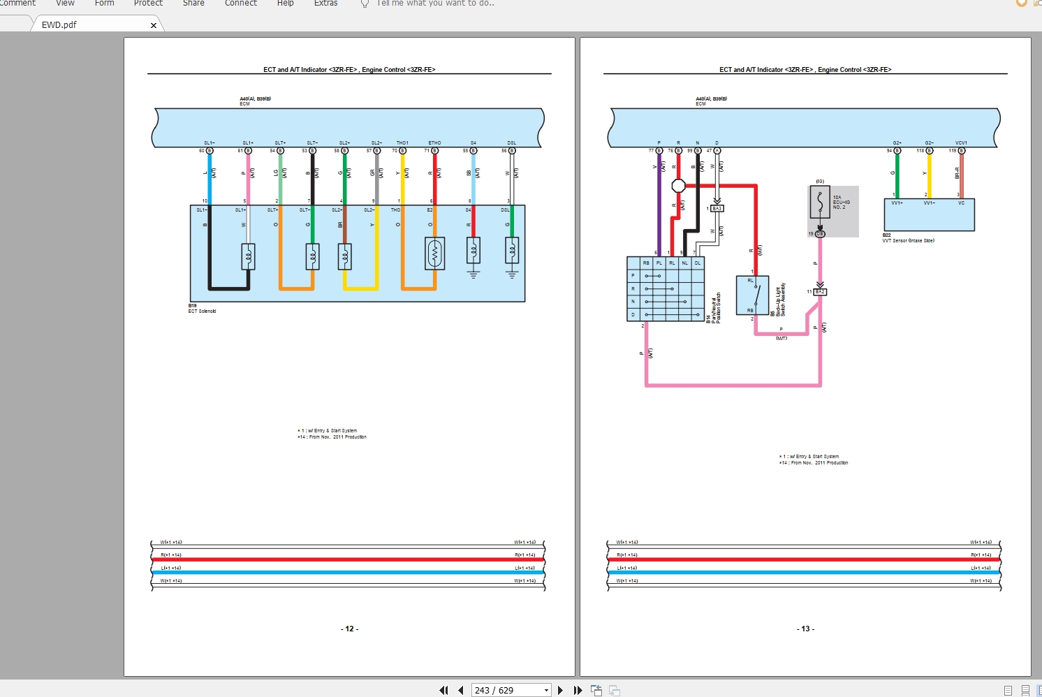 Toyota Avensis Petrol [20092012] Electrical Wiring Diagram