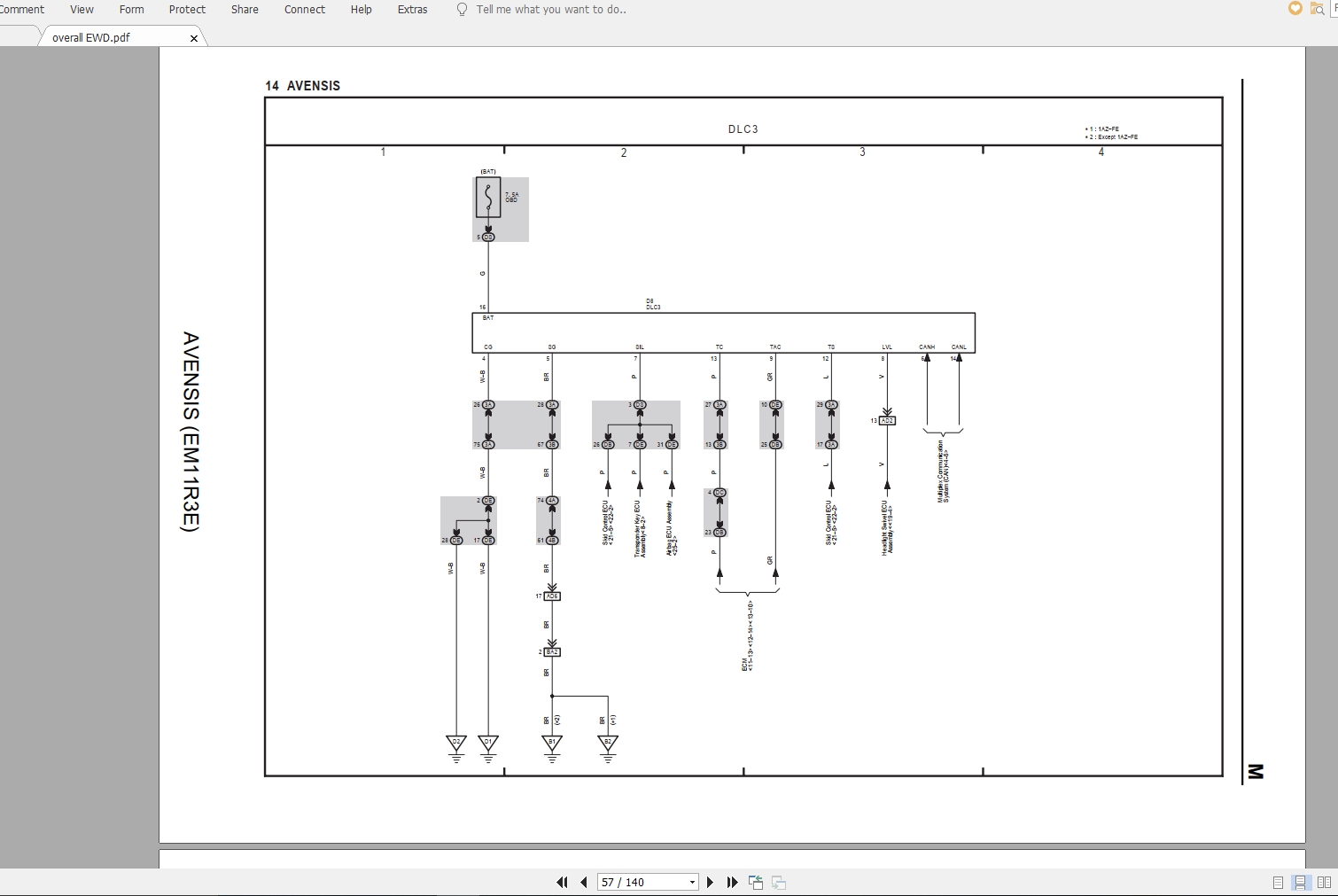 Toyota Avensis Petrol [20092012] Electrical Wiring Diagram