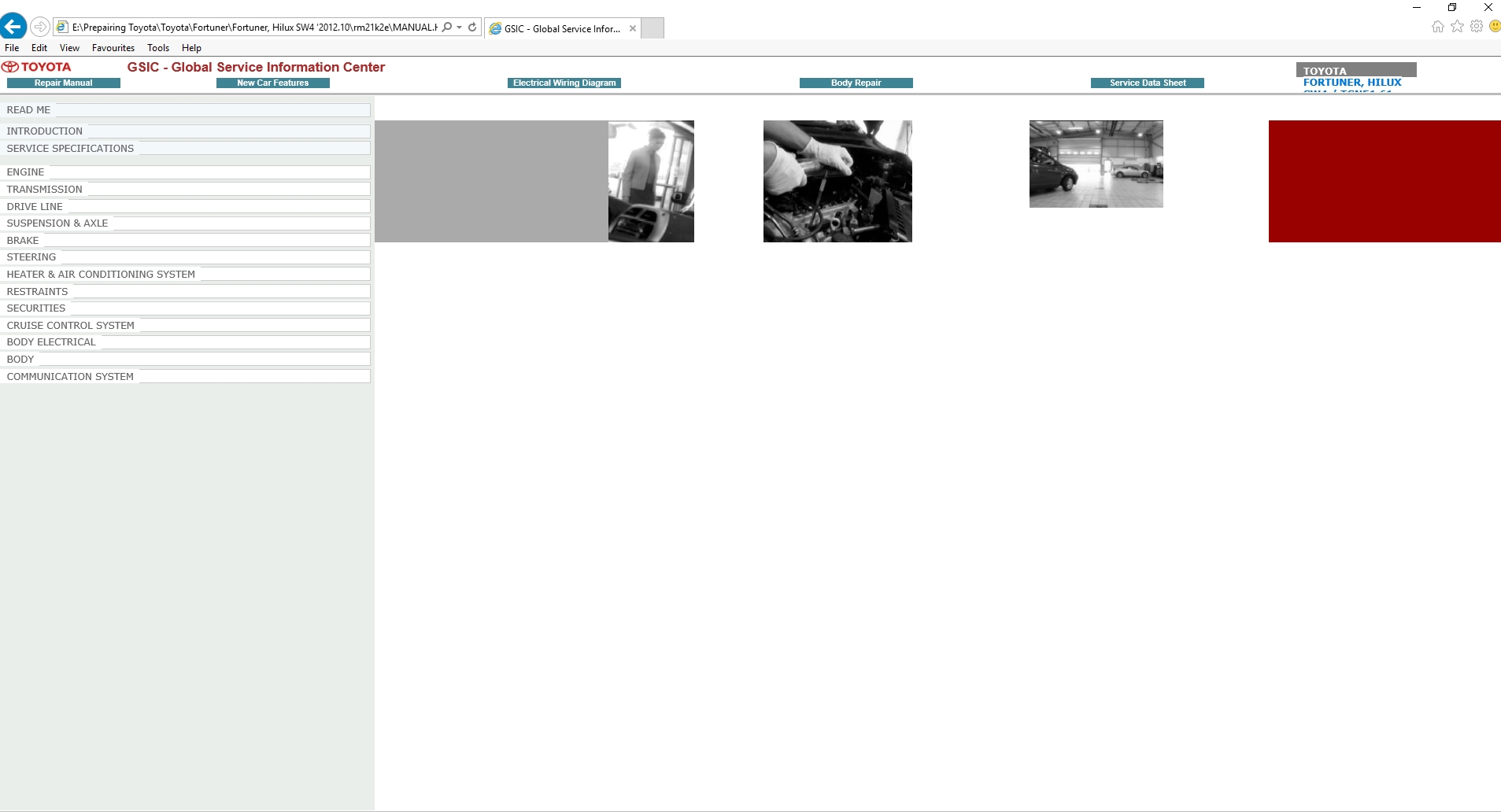 Toyota Fortuner Hilux SW4 201210 Workshop Service Manual 1
