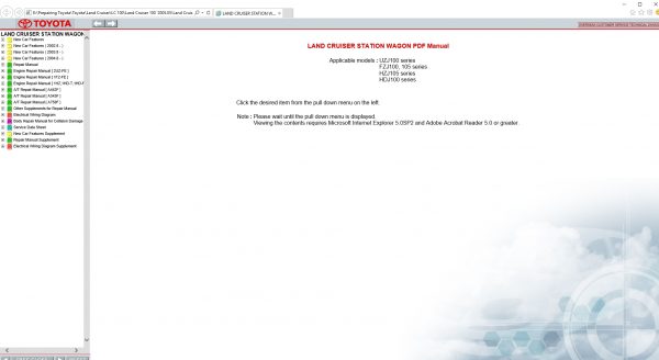 Toyota Land Cruiser 100 200505 Workshop Service Manual 1