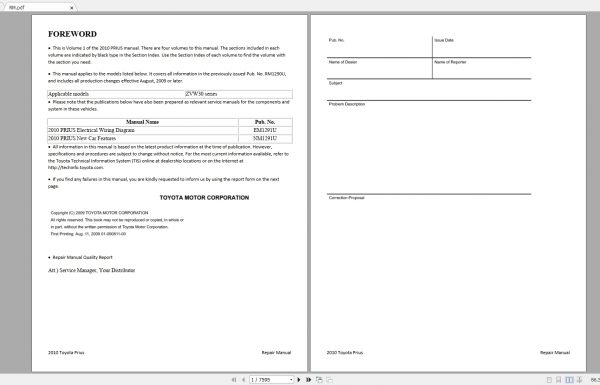 Toyota Prius [2010] Electrical Wiring Diagram & Repair Manual
