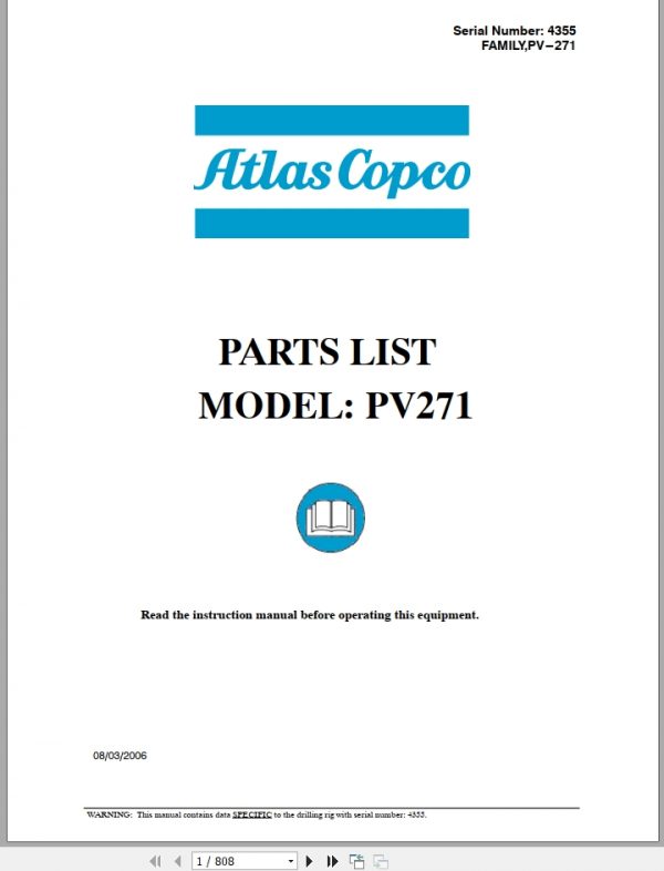 Atlas Copco PV271 Parts List4355 1