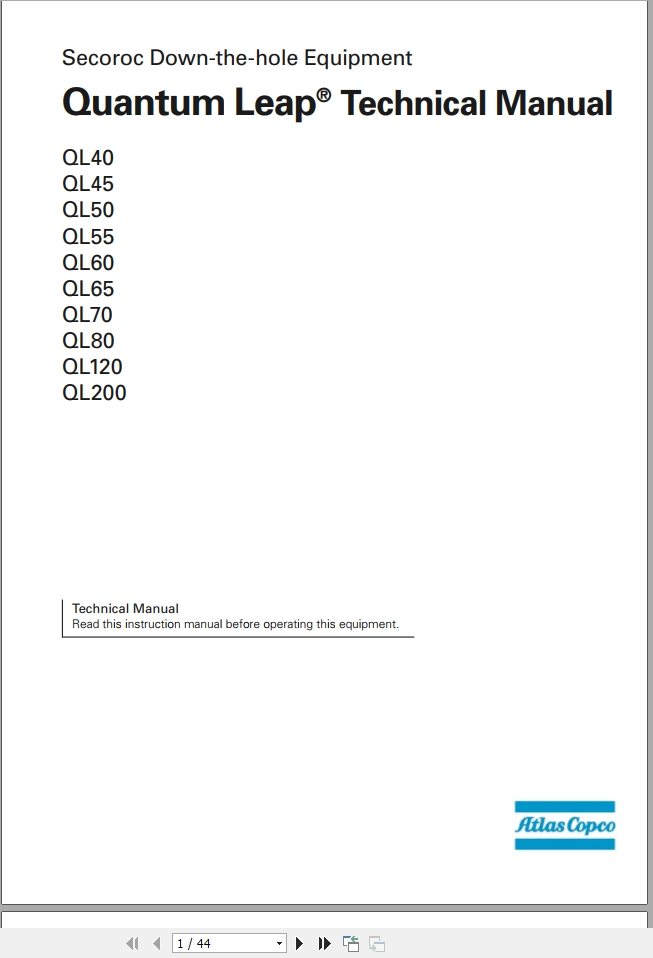 Atlas Copco Quantum Leap QL40 QL200 Technical Manual414155660 1