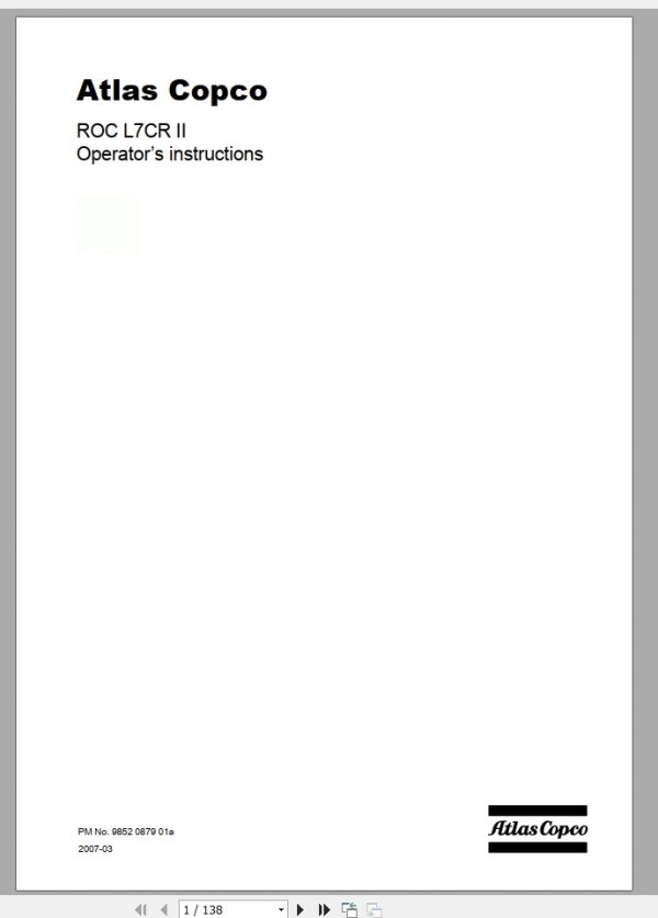 Atlas Copco ROC L7CR II Operators Instructions9852087901 1
