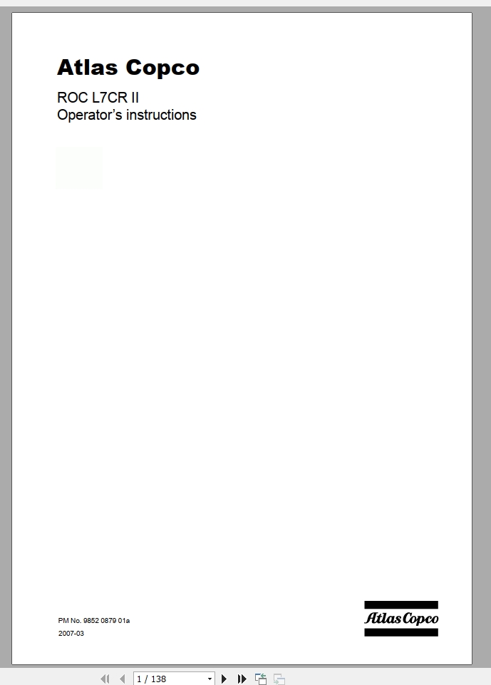 Atlas Copco ROC L7CR II Operators Instructions9852087901 1