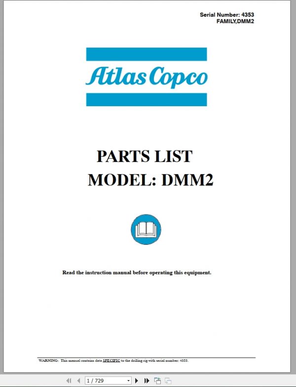 Atlas Copco Tricomin DMM2 Parts List4353 1