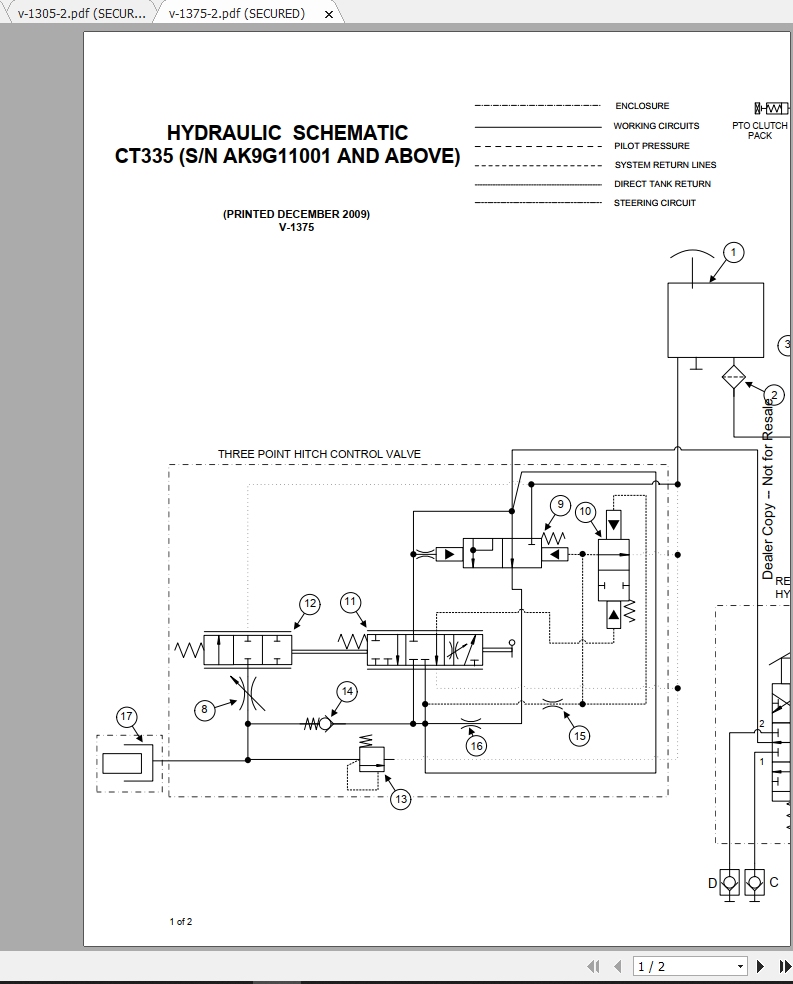 Bobcat Compact Tractor CT335 Hydraulic Electrical Schematic 164EW3
