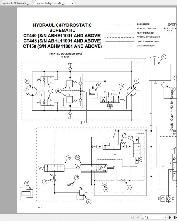 Bobcat Compact Tractor CT440 445 450 Hydraulic Electrical Schematic 1
