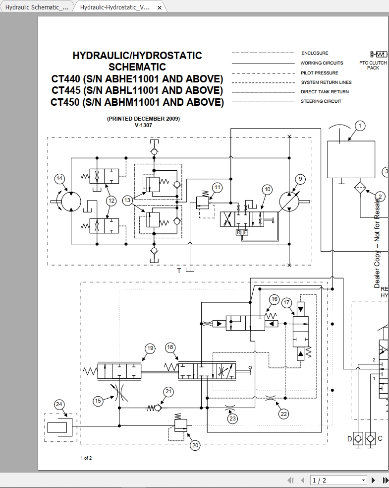 Bobcat Compact Tractor CT440 445 450 Hydraulic Electrical Schematic 1