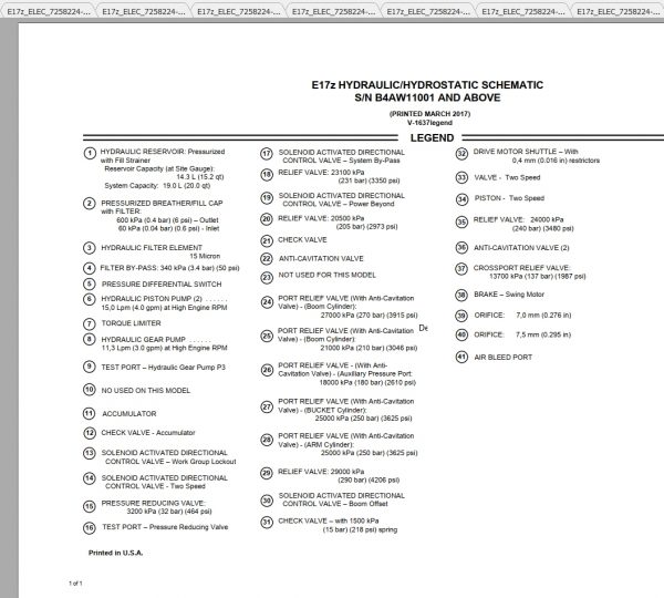 Bobcat Excavator E17z Hydraulic Electrical Schematic 2