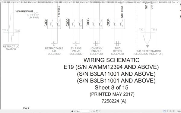 Bobcat Excavator E19 Hydraulic Electrical Schematic 2