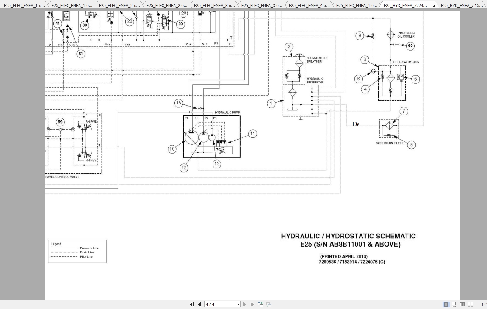 Bobcat Excavator E25 Hydraulic Electrical Schematic 1