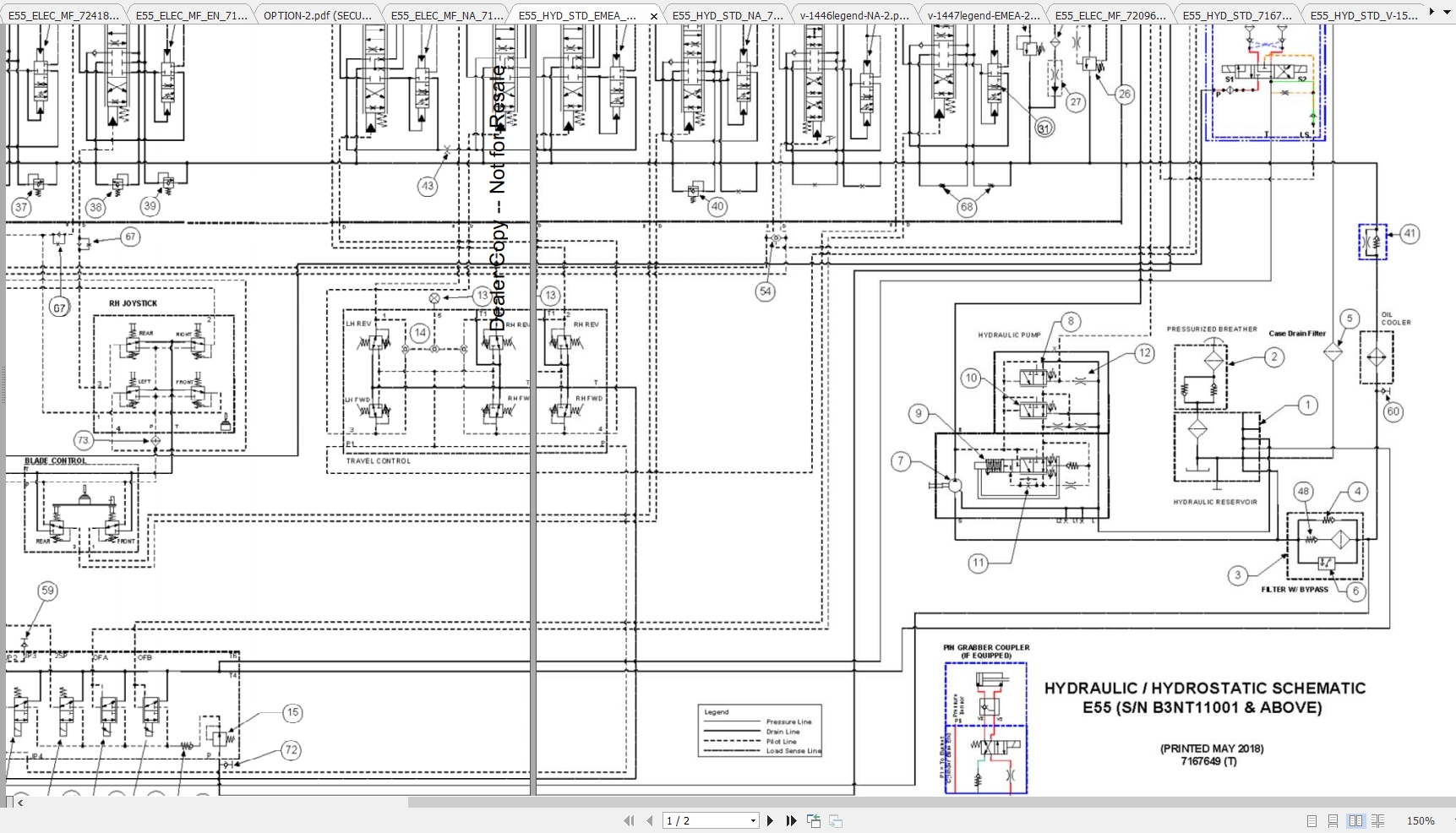 Bobcat Excavator E55 Hydraulic & Electrical Schematic